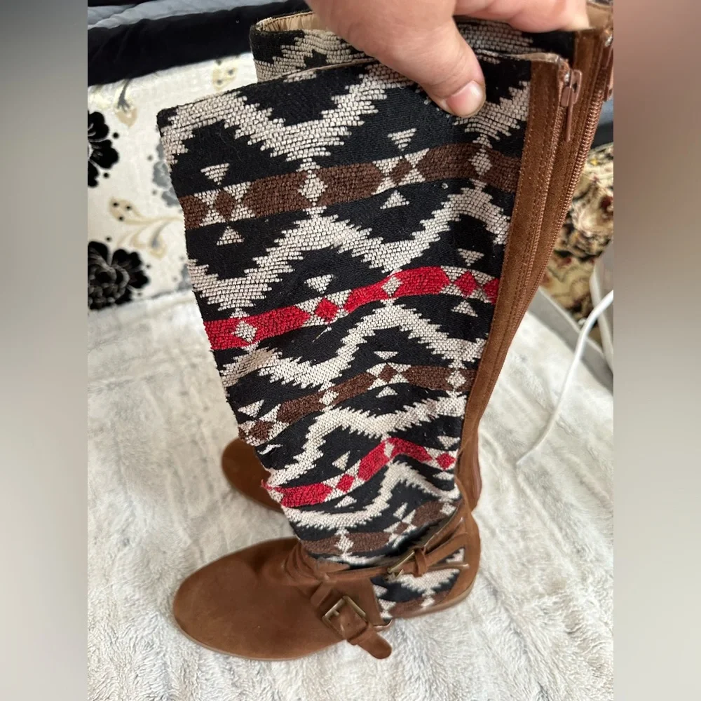 Plume Farylrobin Southwestern Style Boots wide calf ~ Size 9 - Picture 4 of 11